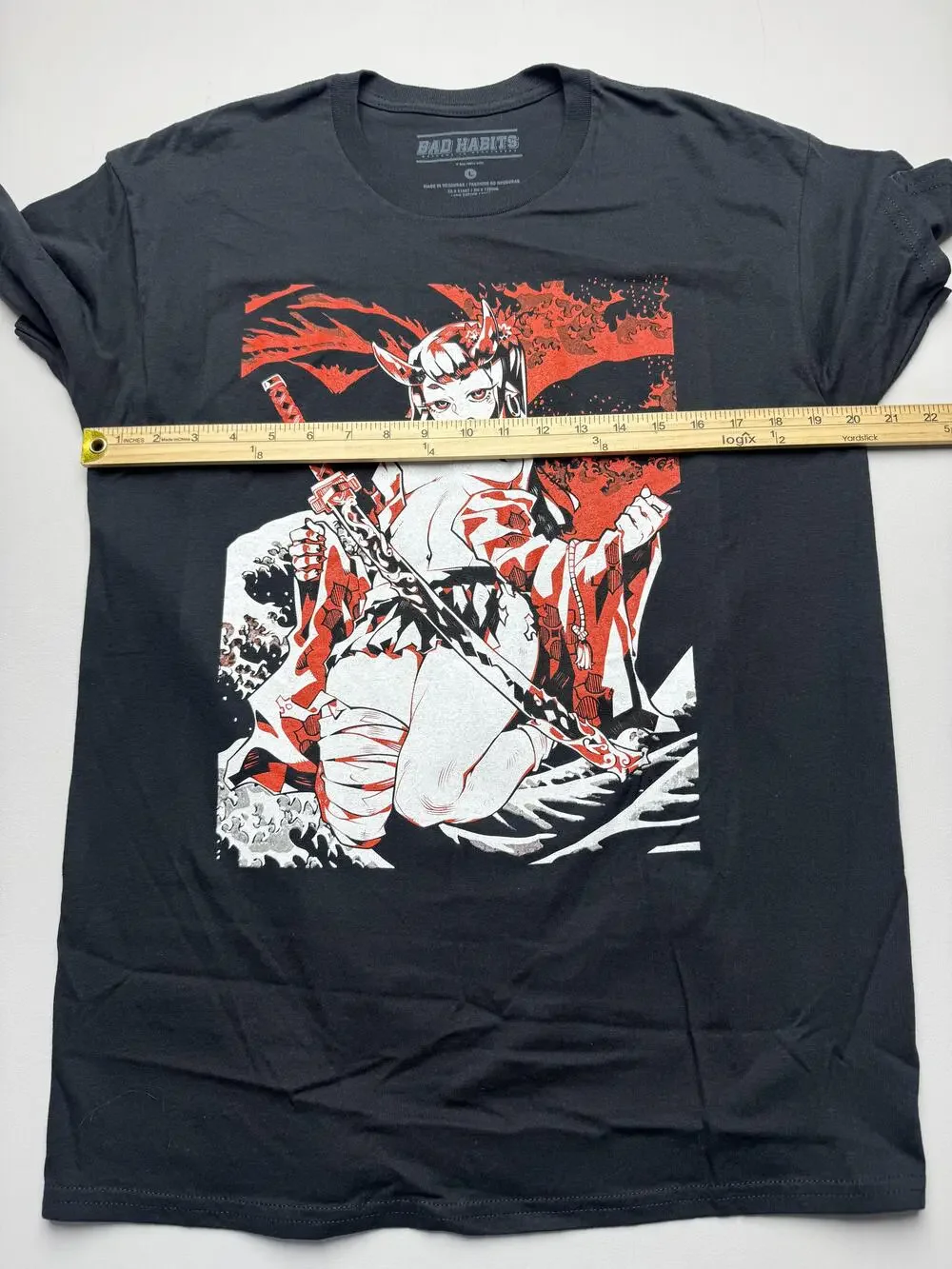 Bad Habits Shirt Mens Large Black Anime Samurai Girl Graphic Tee Tagless Manga